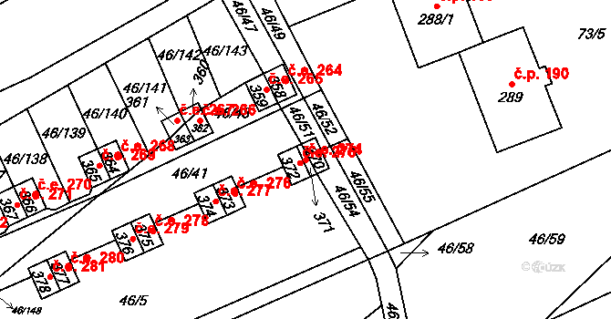 Olbramkostel 274 na parcele st. 370 v KÚ Olbramkostel, Katastrální mapa