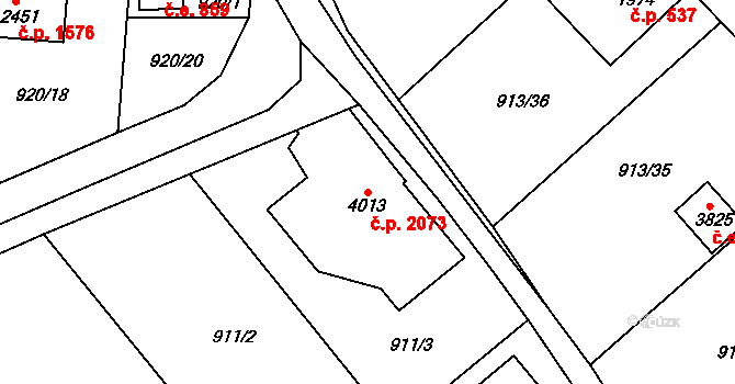 Náchod 2073 na parcele st. 4013 v KÚ Náchod, Katastrální mapa