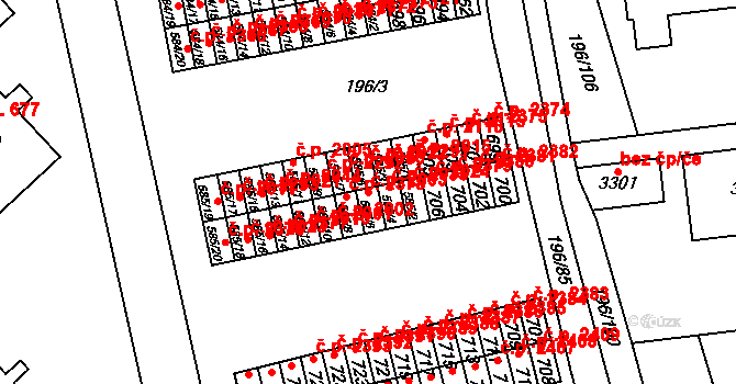 Sezimovo Ústí 2003 na parcele st. 585/6 v KÚ Sezimovo Ústí, Katastrální mapa