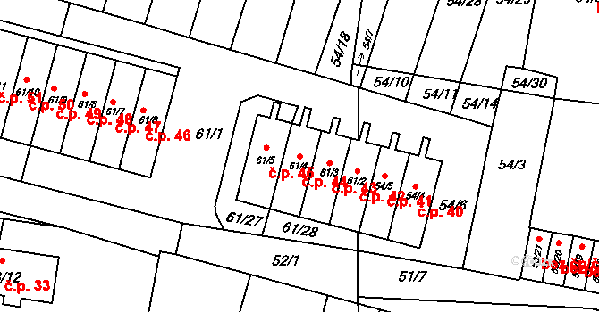 Poláky 44, Chbany na parcele st. 61/4 v KÚ Poláky, Katastrální mapa