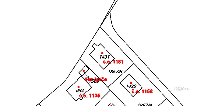 Litice 1181, Plzeň na parcele st. 928 v KÚ Lhota u Dobřan, Katastrální mapa