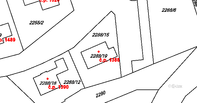 Kylešovice 1388, Opava na parcele st. 2288/19 v KÚ Kylešovice, Katastrální mapa