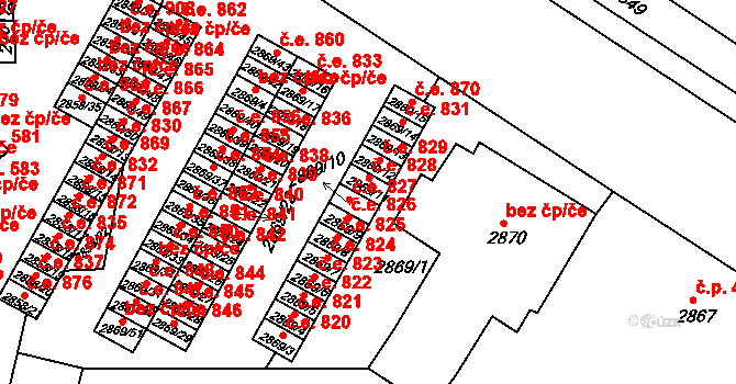 Lovosice 828 na parcele st. 2869/11 v KÚ Lovosice, Katastrální mapa