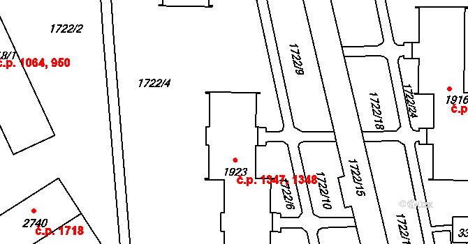 Vlašim 1347,1348 na parcele st. 1923 v KÚ Vlašim, Katastrální mapa