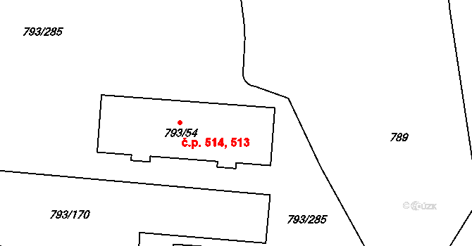 Výškovice 513,514, Ostrava na parcele st. 793/54 v KÚ Výškovice u Ostravy, Katastrální mapa