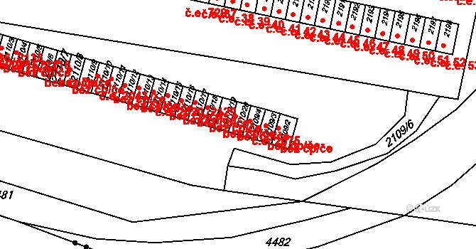 Jirkov 2108 na parcele st. 2110/20 v KÚ Jirkov, Katastrální mapa