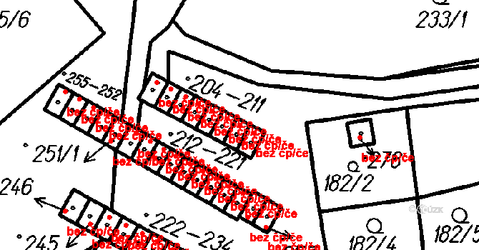 Oloví 38562898 na parcele st. 210 v KÚ Hory u Oloví, Katastrální mapa