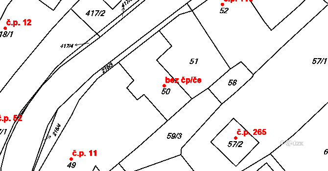 Brno 39511898 na parcele st. 50 v KÚ Jehnice, Katastrální mapa