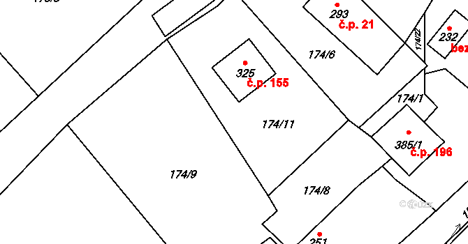 Nedašova Lhota 155 na parcele st. 325 v KÚ Nedašova Lhota, Katastrální mapa