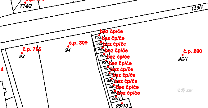 Nýřany 41813898 na parcele st. 95/18 v KÚ Nýřany, Katastrální mapa