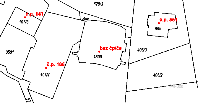 Rtyně v Podkrkonoší 42698898 na parcele st. 1309 v KÚ Rtyně v Podkrkonoší, Katastrální mapa