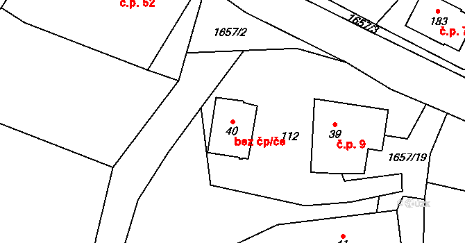 Radíkov 44631898 na parcele st. 40 v KÚ Radíkov u Hranic, Katastrální mapa