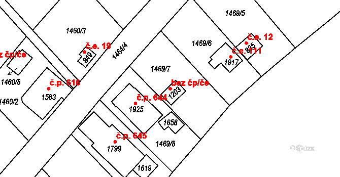 Holýšov 45192898 na parcele st. 1203 v KÚ Holýšov, Katastrální mapa
