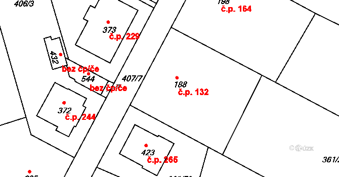 Štítina 132 na parcele st. 188 v KÚ Štítina, Katastrální mapa