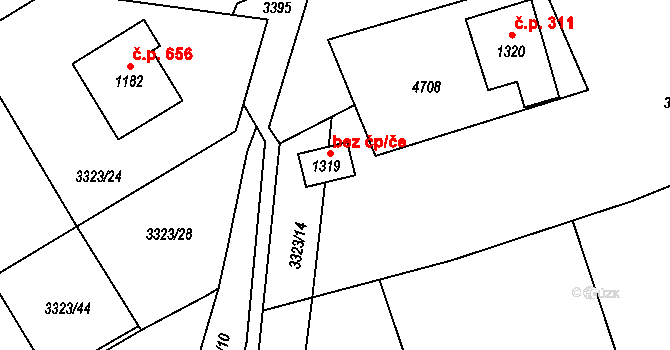 Valašská Bystřice 45649898 na parcele st. 1319 v KÚ Valašská Bystřice, Katastrální mapa