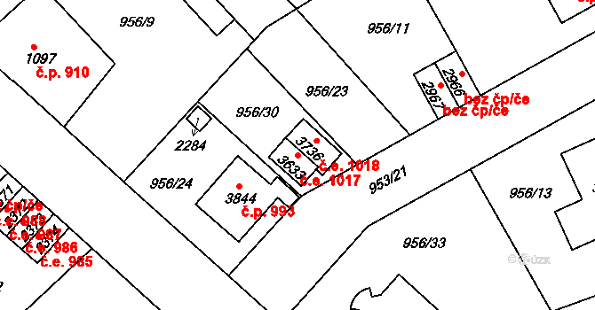 Náchod 1017 na parcele st. 3633 v KÚ Náchod, Katastrální mapa