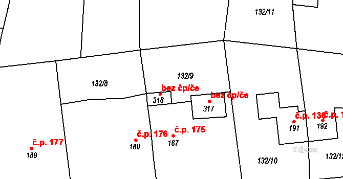 Loučka 48409898 na parcele st. 318 v KÚ Loučka u Valašského Meziříčí, Katastrální mapa