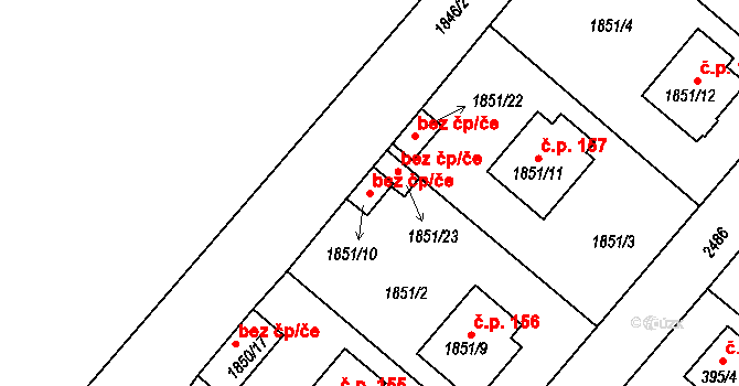 Horšovský Týn 49034898 na parcele st. 1851/10 v KÚ Horšovský Týn, Katastrální mapa
