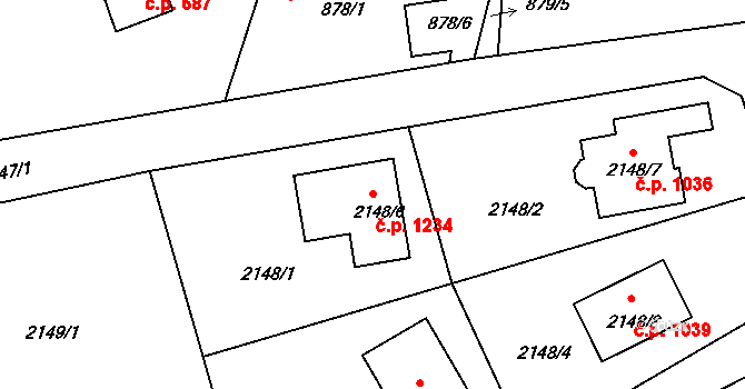 Liberec XIV-Ruprechtice 1234, Liberec na parcele st. 2148/6 v KÚ Ruprechtice, Katastrální mapa