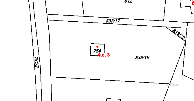 Dolní Podluží 3 na parcele st. 754 v KÚ Dolní Podluží, Katastrální mapa