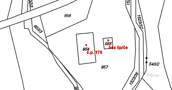Sobotín 175 na parcele st. 954 v KÚ Sobotín, Katastrální mapa