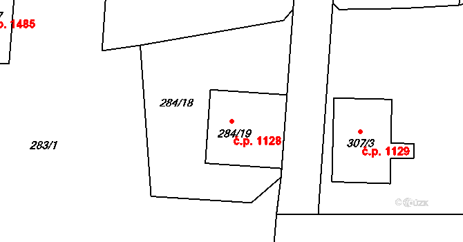 Příbor 1128 na parcele st. 284/19 v KÚ Klokočov u Příbora, Katastrální mapa