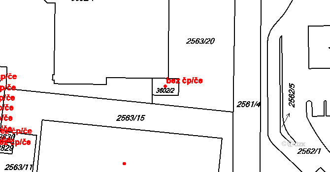Ústí nad Orlicí 91982898 na parcele st. 3602/2 v KÚ Ústí nad Orlicí, Katastrální mapa