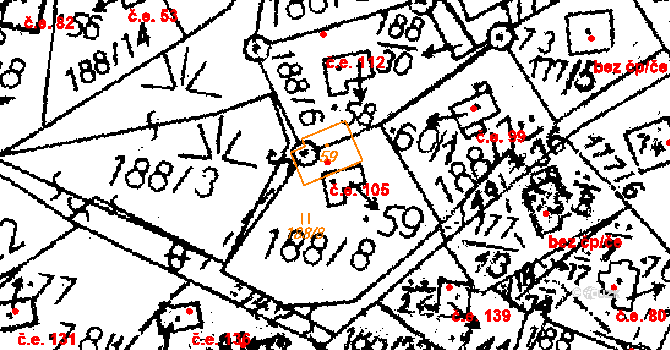 Boňkov 105 na parcele st. 59 v KÚ Boňkov, Katastrální mapa