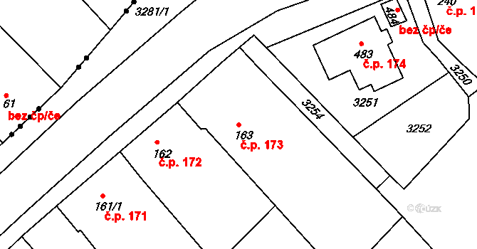 Micmanice 173, Strachotice na parcele st. 163 v KÚ Micmanice, Katastrální mapa