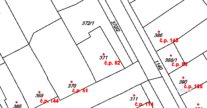 Přerov V-Dluhonice 52, Přerov na parcele st. 371 v KÚ Dluhonice, Katastrální mapa