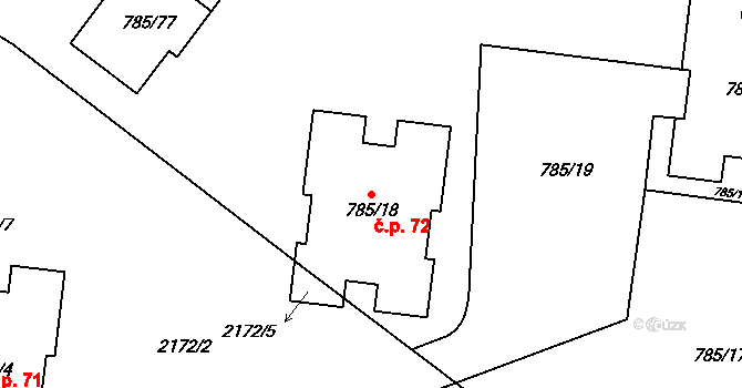 Šipší 72, Kutná Hora na parcele st. 785/18 v KÚ Sedlec u Kutné Hory, Katastrální mapa