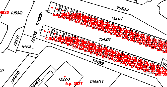 Jihlava 2509,2549 na parcele st. 1342/12 v KÚ Jihlava, Katastrální mapa