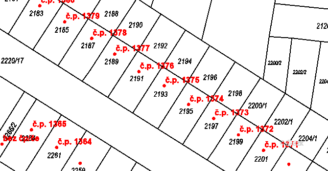 Vracov 1375 na parcele st. 2193 v KÚ Vracov, Katastrální mapa