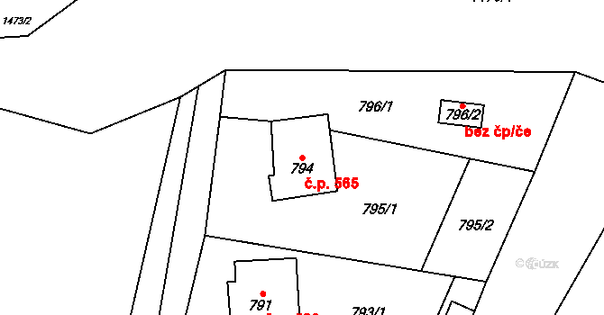 Moravský Beroun 565 na parcele st. 794 v KÚ Moravský Beroun, Katastrální mapa