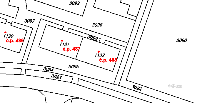Pod Cvilínem 488, Krnov na parcele st. 1132 v KÚ Opavské Předměstí, Katastrální mapa