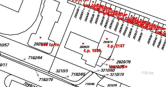 Boskovice 1953 na parcele st. 2929/23 v KÚ Boskovice, Katastrální mapa