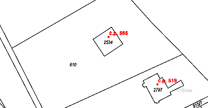 Ostravice 565 na parcele st. 2534 v KÚ Ostravice 1, Katastrální mapa
