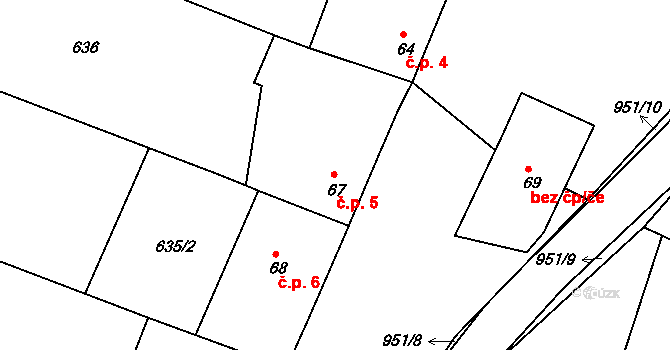 Milovice 5, Soběsuky na parcele st. 67 v KÚ Milovice, Katastrální mapa