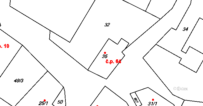 Řimice 64, Bílá Lhota na parcele st. 35 v KÚ Řimice, Katastrální mapa