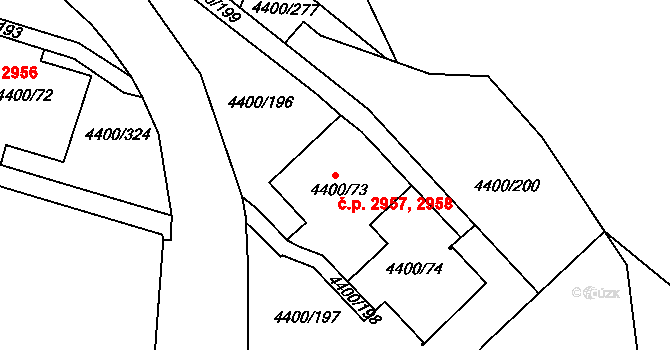 Severní Terasa 2957,2958, Ústí nad Labem na parcele st. 4400/73 v KÚ Ústí nad Labem, Katastrální mapa