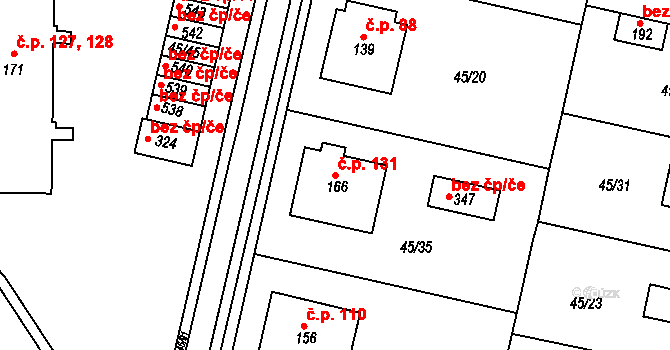 Týn 131, Třebíč na parcele st. 166 v KÚ Týn u Třebíče, Katastrální mapa