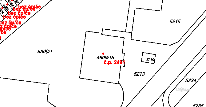 Královo Pole 2491, Brno na parcele st. 4609/15 v KÚ Královo Pole, Katastrální mapa