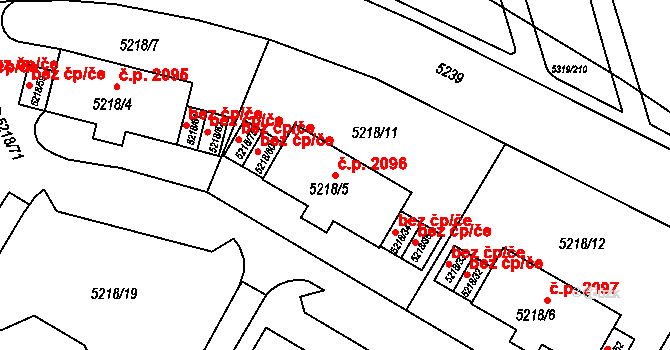 Frýdek 2096, Frýdek-Místek na parcele st. 5218/5 v KÚ Frýdek, Katastrální mapa