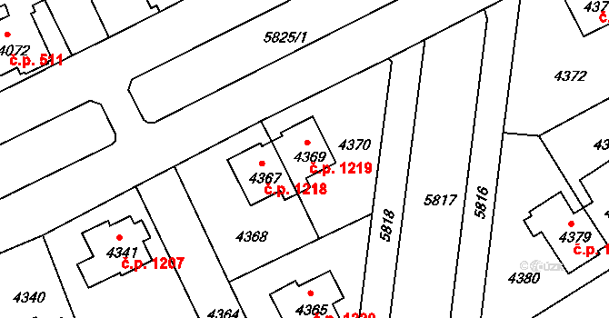 Záběhlice 1219, Praha na parcele st. 4369 v KÚ Záběhlice, Katastrální mapa
