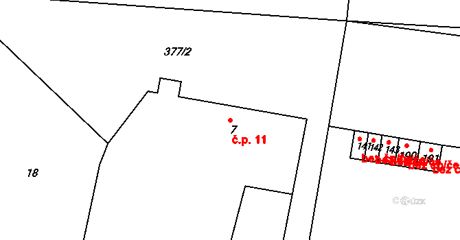 Horní Vlčkovice 11, Vlčkovice v Podkrkonoší na parcele st. 7 v KÚ Horní Vlčkovice, Katastrální mapa
