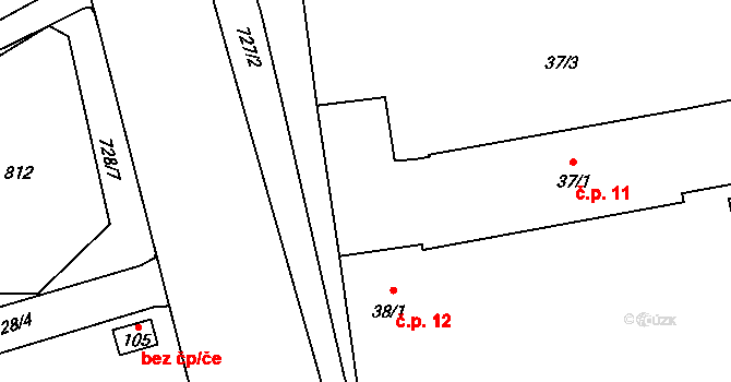 Dolní Měcholupy 11, Praha 10 na parcele st. 37/1 v KÚ Dolní Měcholupy, Katastrální mapa