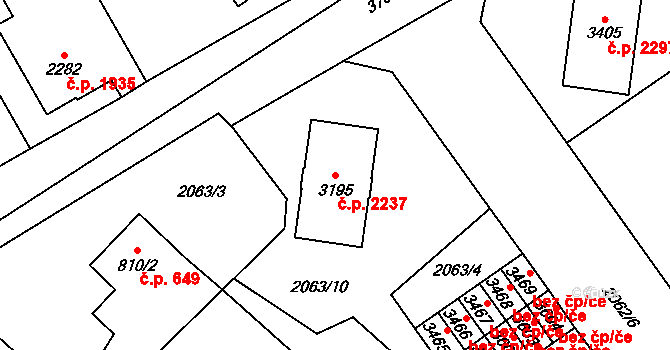 Dvůr Králové nad Labem 2237 na parcele st. 3195 v KÚ Dvůr Králové nad Labem, Katastrální mapa