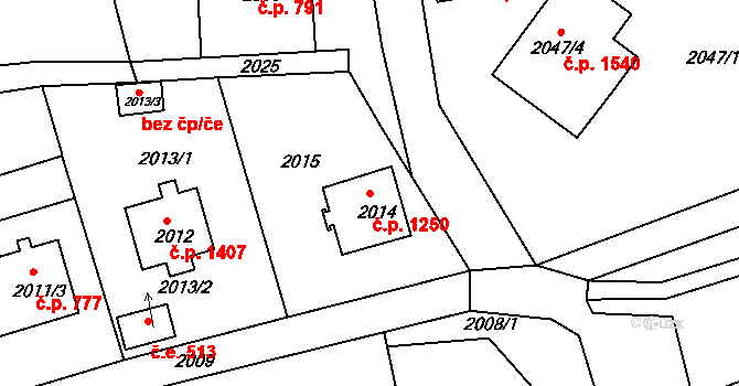 Rumburk 1 1250, Rumburk na parcele st. 2014 v KÚ Rumburk, Katastrální mapa