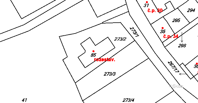 Český Heršlák 20, Horní Dvořiště na parcele st. 85 v KÚ Český Heršlák, Katastrální mapa