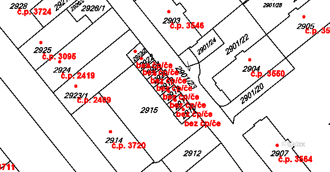 Chomutov 711 na parcele st. 2919 v KÚ Chomutov II, Katastrální mapa